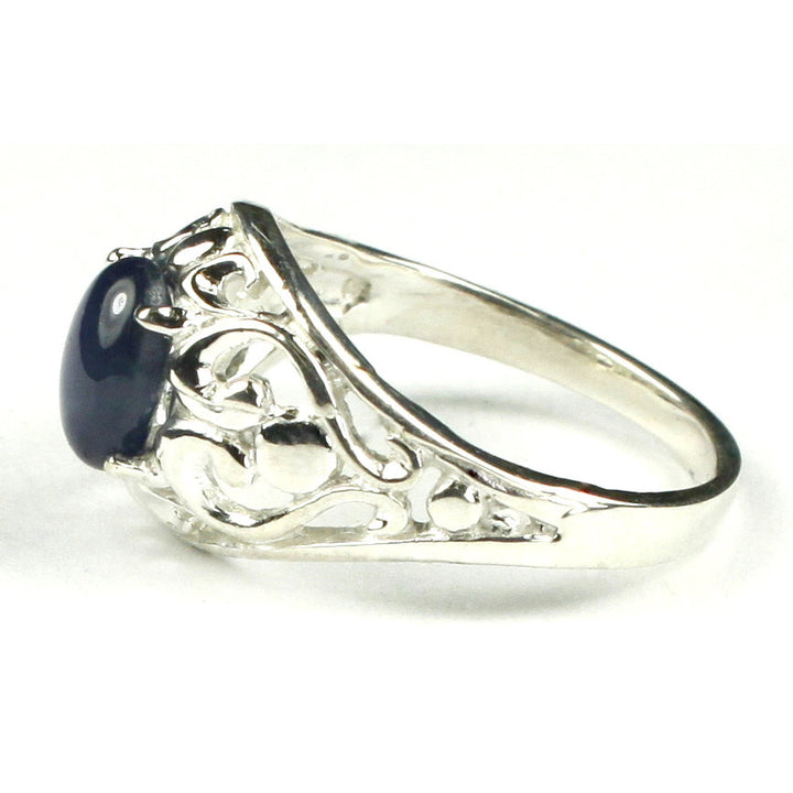 SR111 Natural Blue Star Sapphire Sterling Silver Ring Image 3