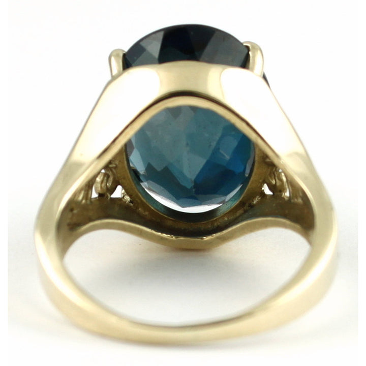 10K  Gold Ladies Ring London Blue Topaz  R049 Image 4