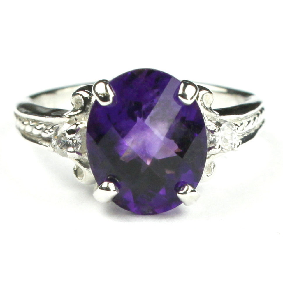 SR136 Amethyst 925 Sterling Silver Ring Image 1