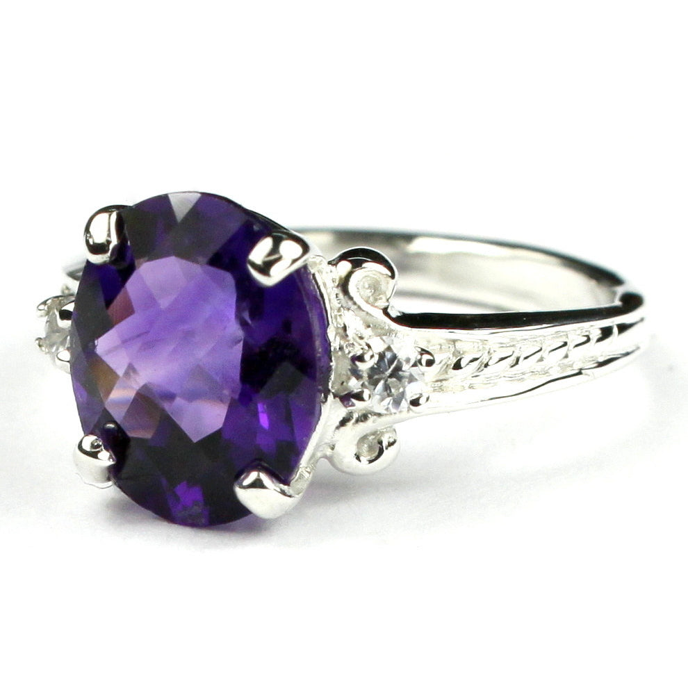 SR136 Amethyst 925 Sterling Silver Ring Image 2