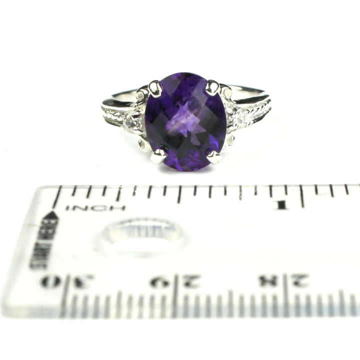 SR136 Amethyst 925 Sterling Silver Ring Image 4