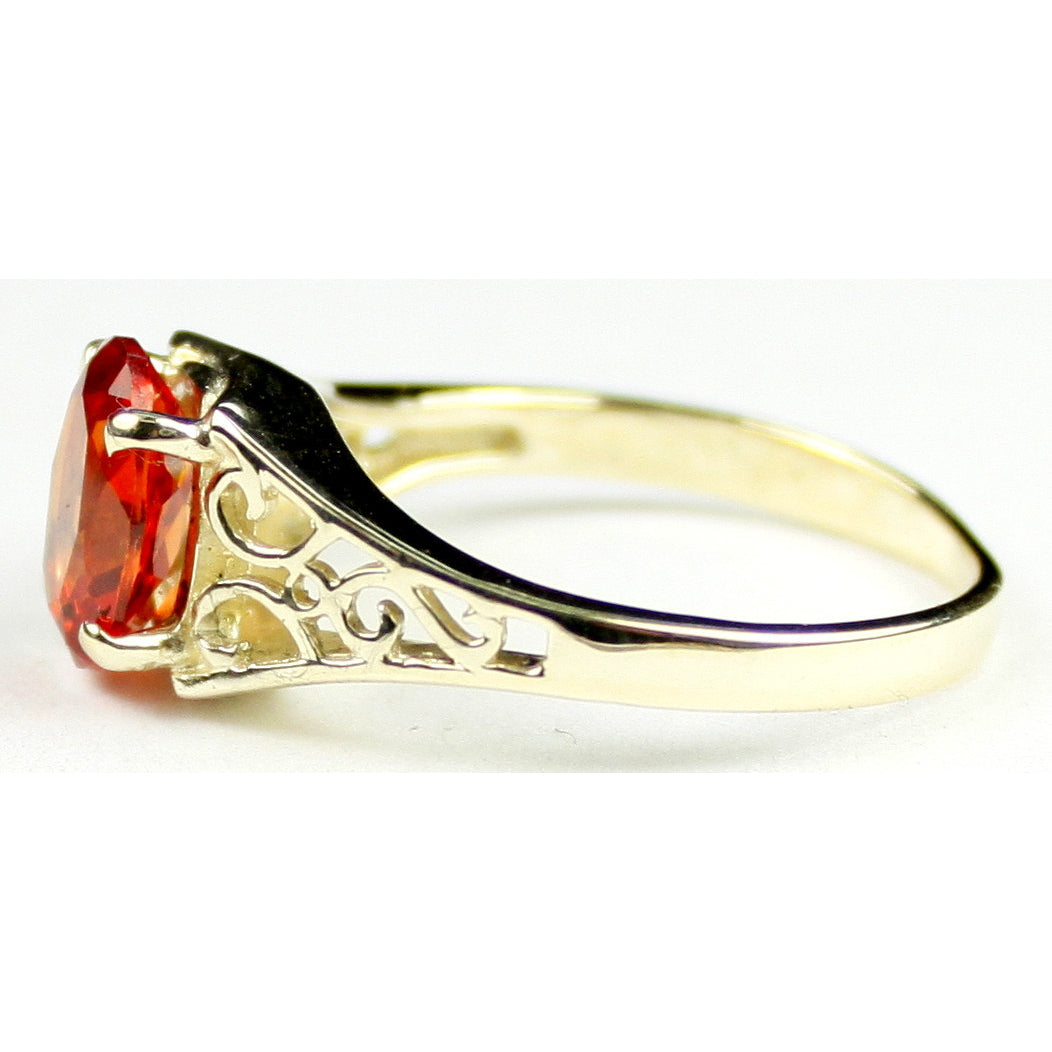 10K Gold Ladies Ring Created Padparadsha Sapphire R005 Image 3