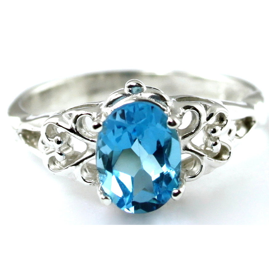 SR302 Swiss Blue Topaz 925 Sterling Silver Ring Image 1