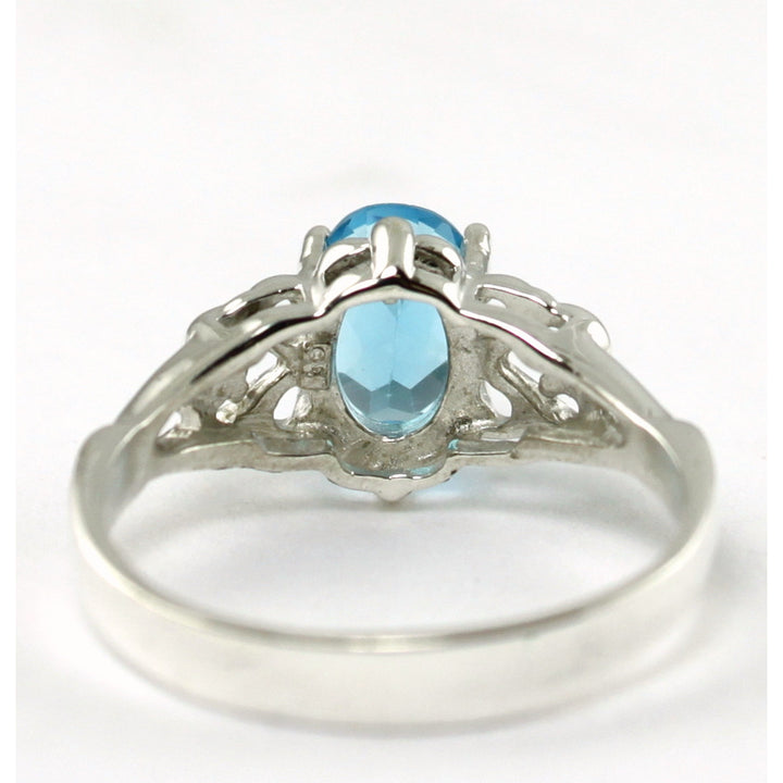 SR302 Swiss Blue Topaz 925 Sterling Silver Ring Image 4