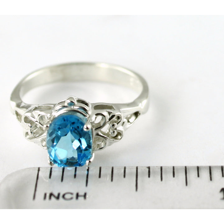 SR302 Swiss Blue Topaz 925 Sterling Silver Ring Image 4