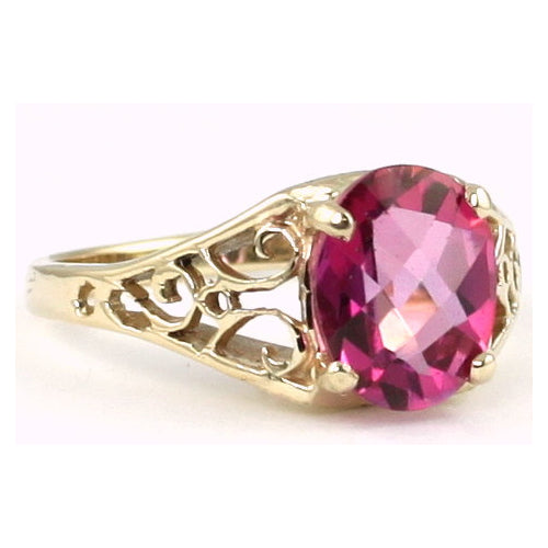 10K Gold Ladies Ring Pure Pink Topaz R005 Image 2