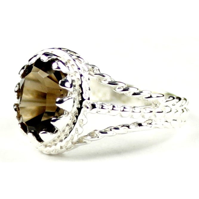 SR070 9x7mm Smoky Quartz 925 Sterling Silver Ring Image 2