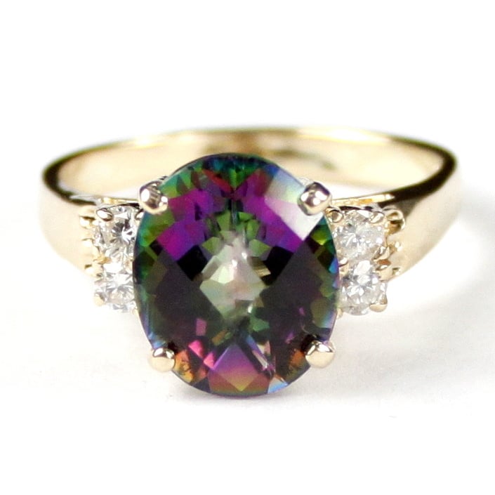 R123 Mystic Fire Topaz 10K Yellow Gold Ring Image 1