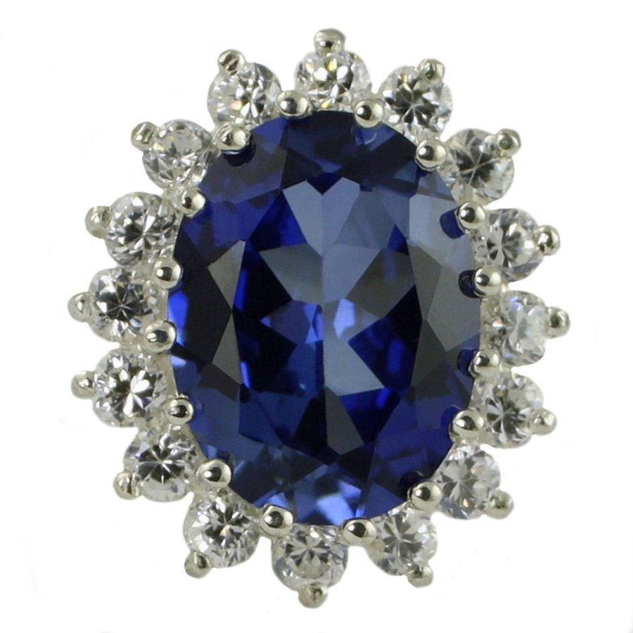 Sterling Silver Royal Engagement Ring Created Blue Sapphire SR310 Image 1