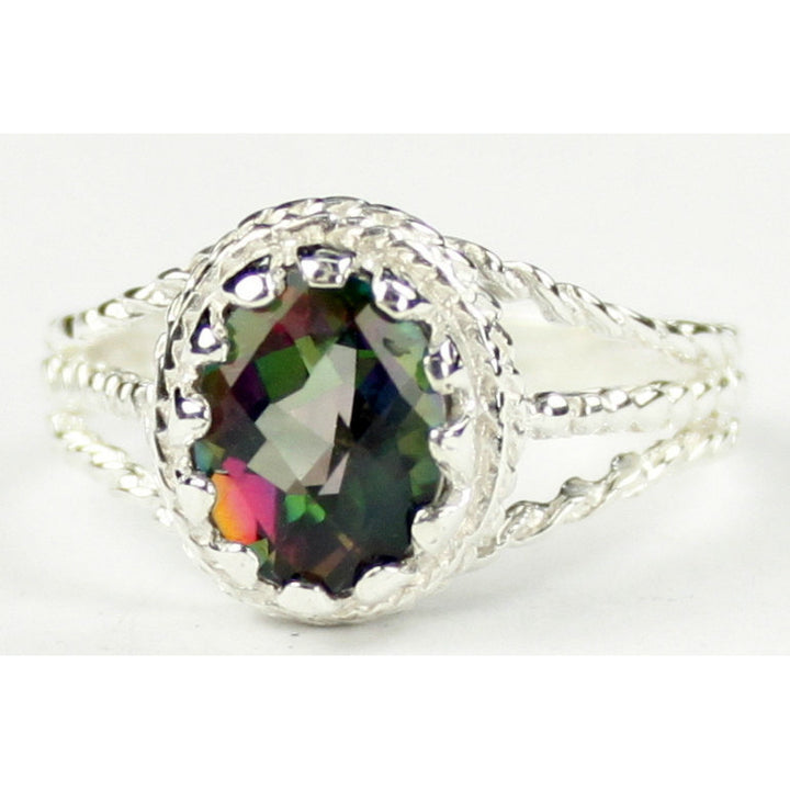 SR070 9x7mm Mystic Fire Topaz 925 Sterling Silver Ring Image 1