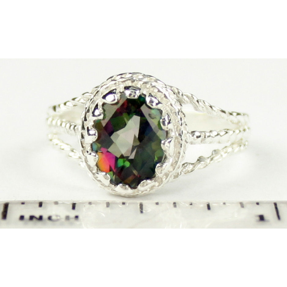 SR070 9x7mm Mystic Fire Topaz 925 Sterling Silver Ring Image 4