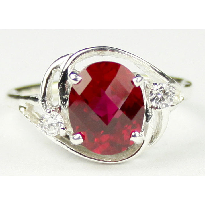 Sterling Silver Ladies Ring Created Ruby SR021 Image 1