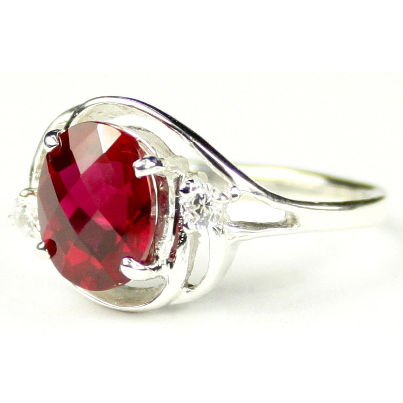 Sterling Silver Ladies Ring Created Ruby SR021 Image 2