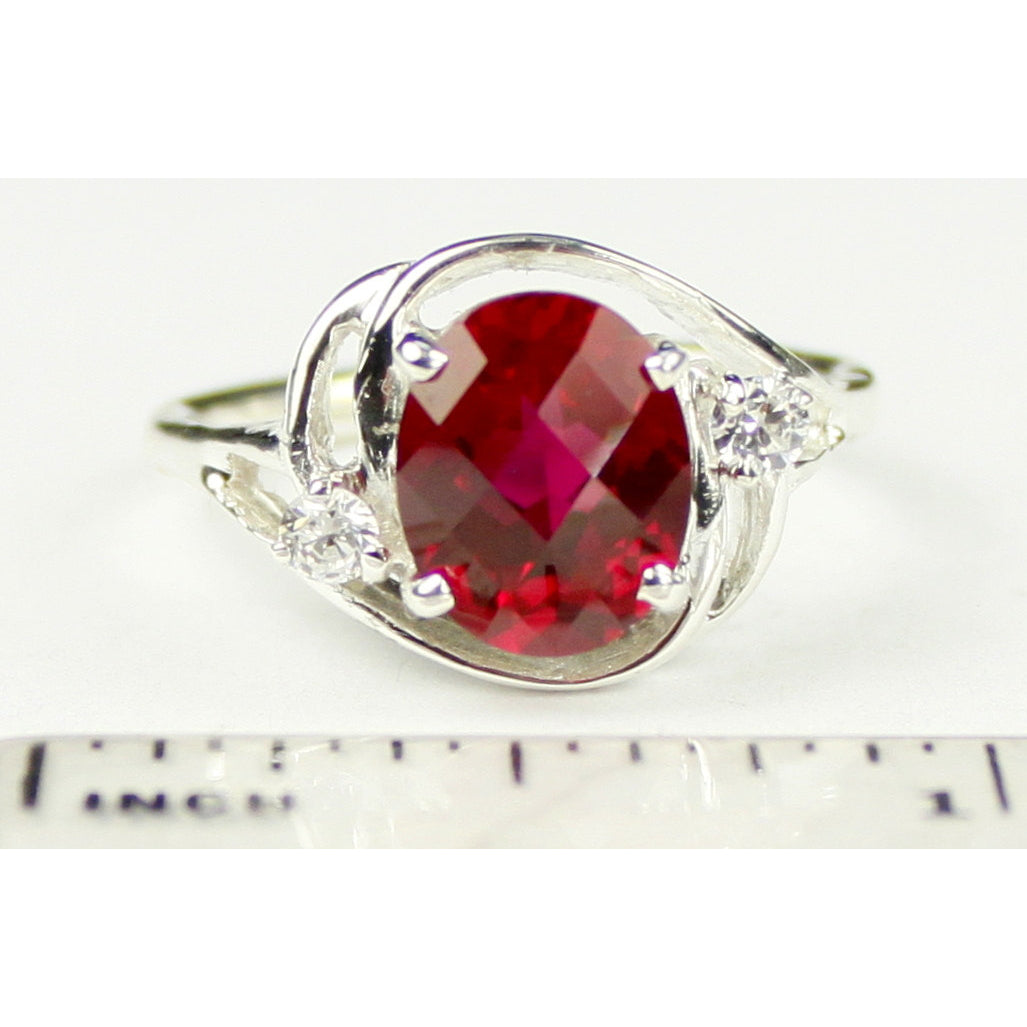 Sterling Silver Ladies Ring Created Ruby SR021 Image 4