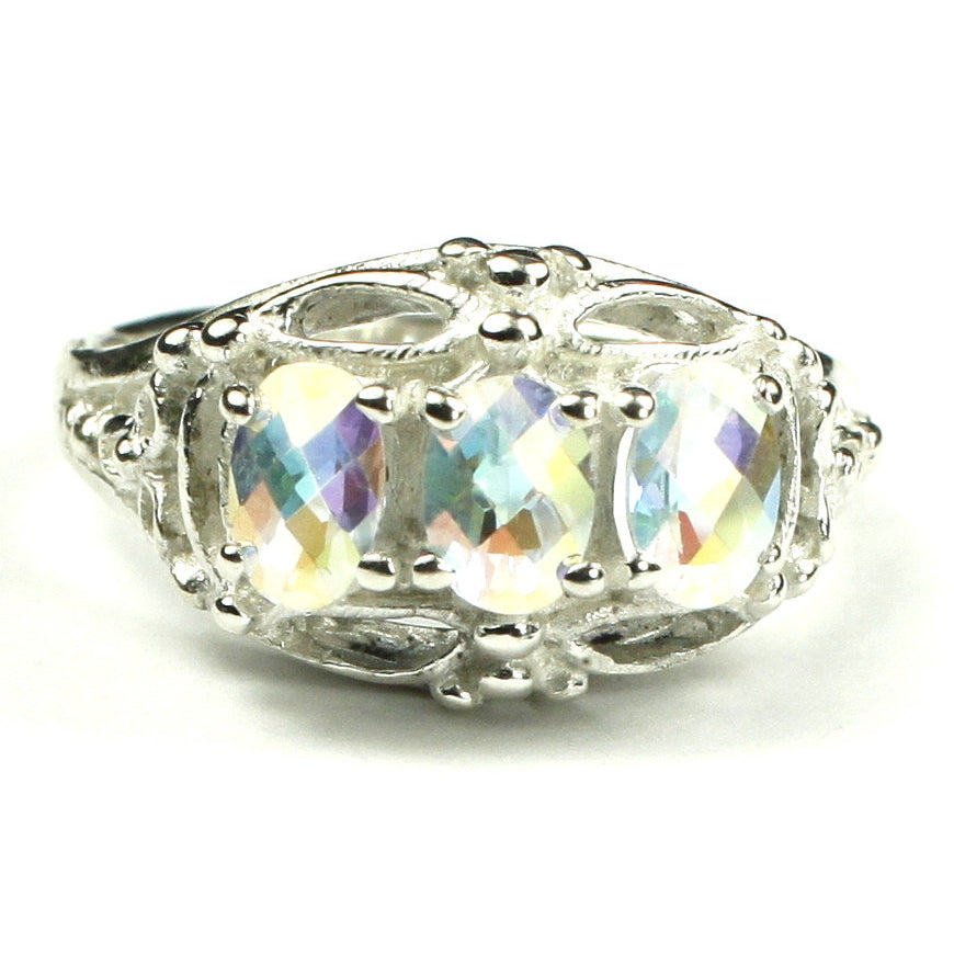 SR163 3 - 6x4mm Mercury Mist Topaz 925 Sterling Silver Ring Image 1