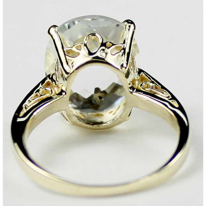 10K Gold Ring Silver Topaz R055 Image 4