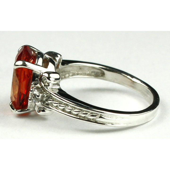 SR136 Created Padparadsha Sapphire 925 Sterling Silver Ring Image 3