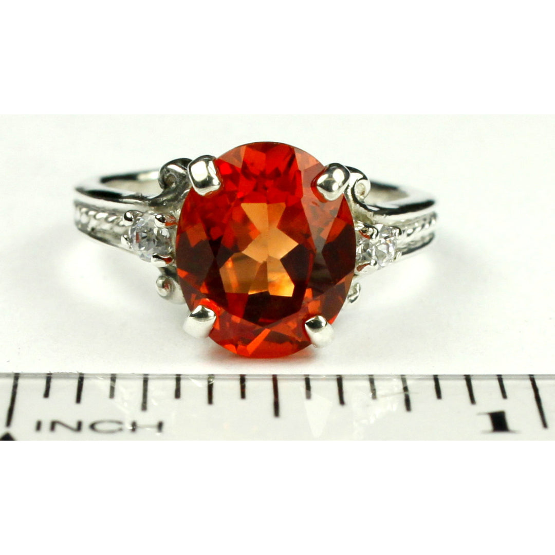 SR136 Created Padparadsha Sapphire 925 Sterling Silver Ring Image 4