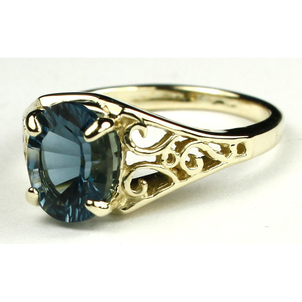 10K Gold Ladies Ring Quantum Cut London Blue Topaz R005 Image 2