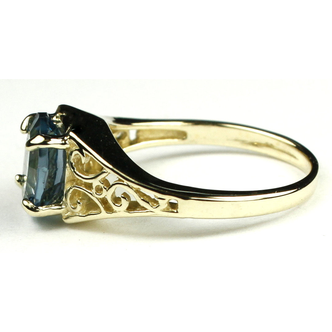 10K Gold Ladies Ring Quantum Cut London Blue Topaz R005 Image 3