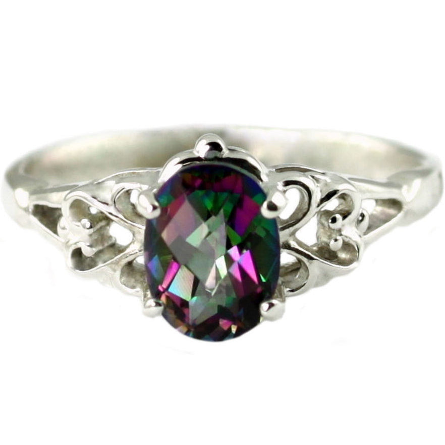 SR302 8x6mm Mystic Fire Topaz 925 Sterling Silver Ring Image 1