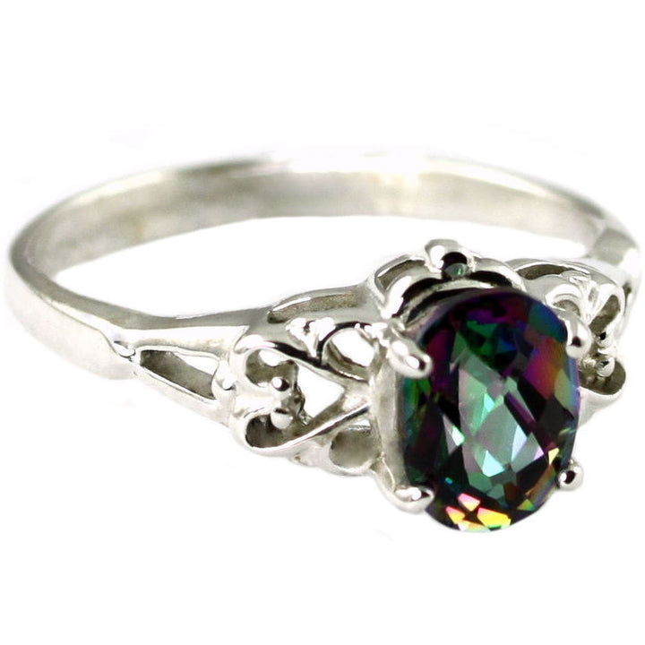 SR302 8x6mm Mystic Fire Topaz 925 Sterling Silver Ring Image 2