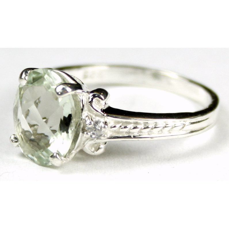 SR136 Green Amethyst 925 Sterling Silver Ring Image 2