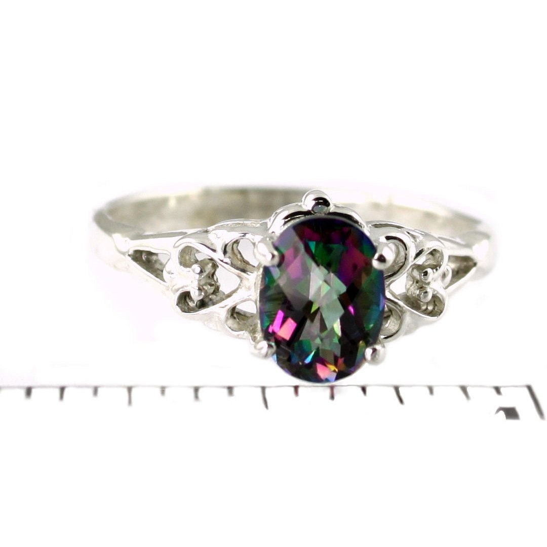 SR302 8x6mm Mystic Fire Topaz 925 Sterling Silver Ring Image 4