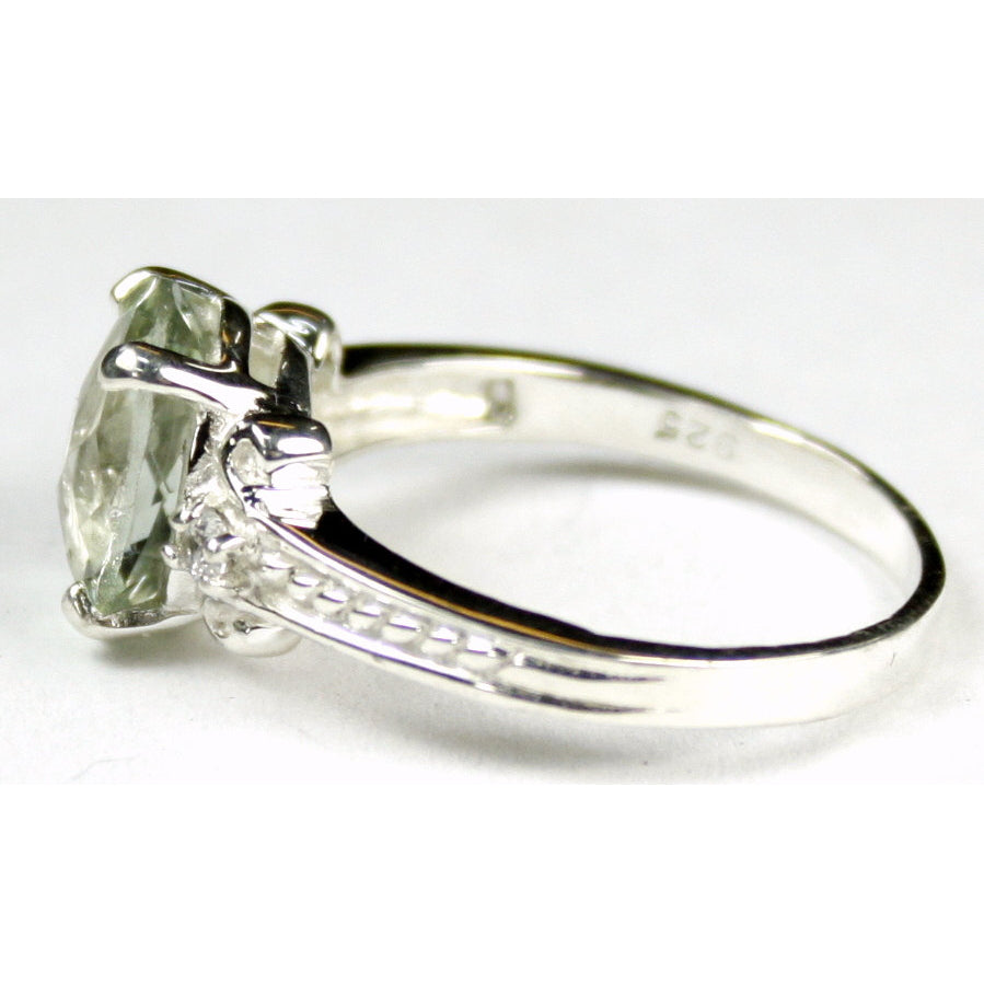 SR136 Green Amethyst 925 Sterling Silver Ring Image 3