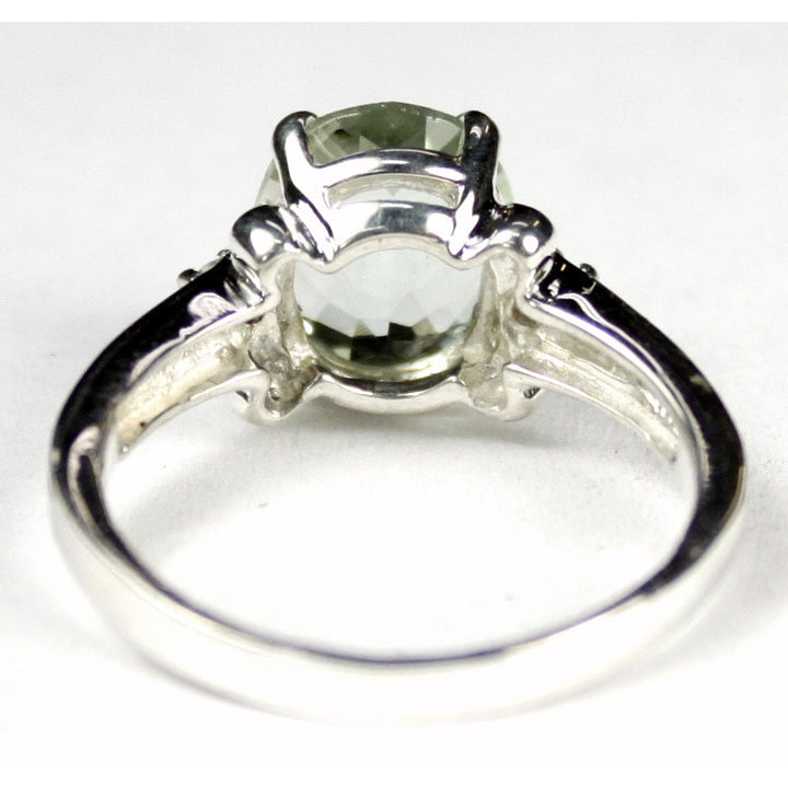 SR136 Green Amethyst 925 Sterling Silver Ring Image 4