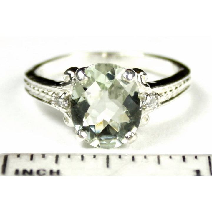 SR136 Green Amethyst 925 Sterling Silver Ring Image 4