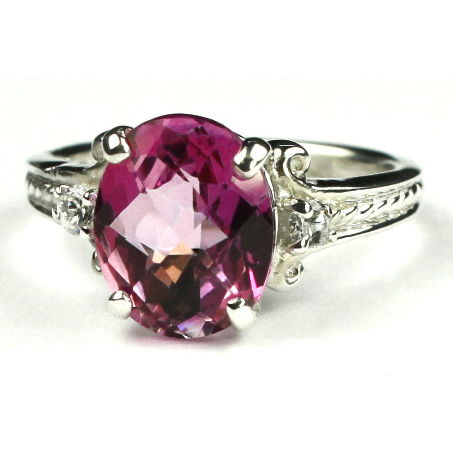 SR136 Pure Pink Topaz 925 Sterling Silver Ring Image 2