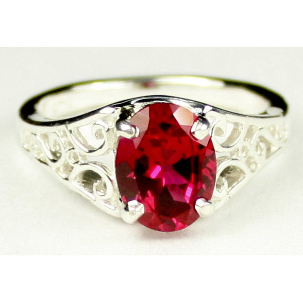 Sterling Silver Ladies Ring Created Ruby SR005 Image 1