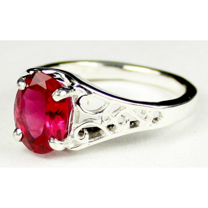 Sterling Silver Ladies Ring Created Ruby SR005 Image 2