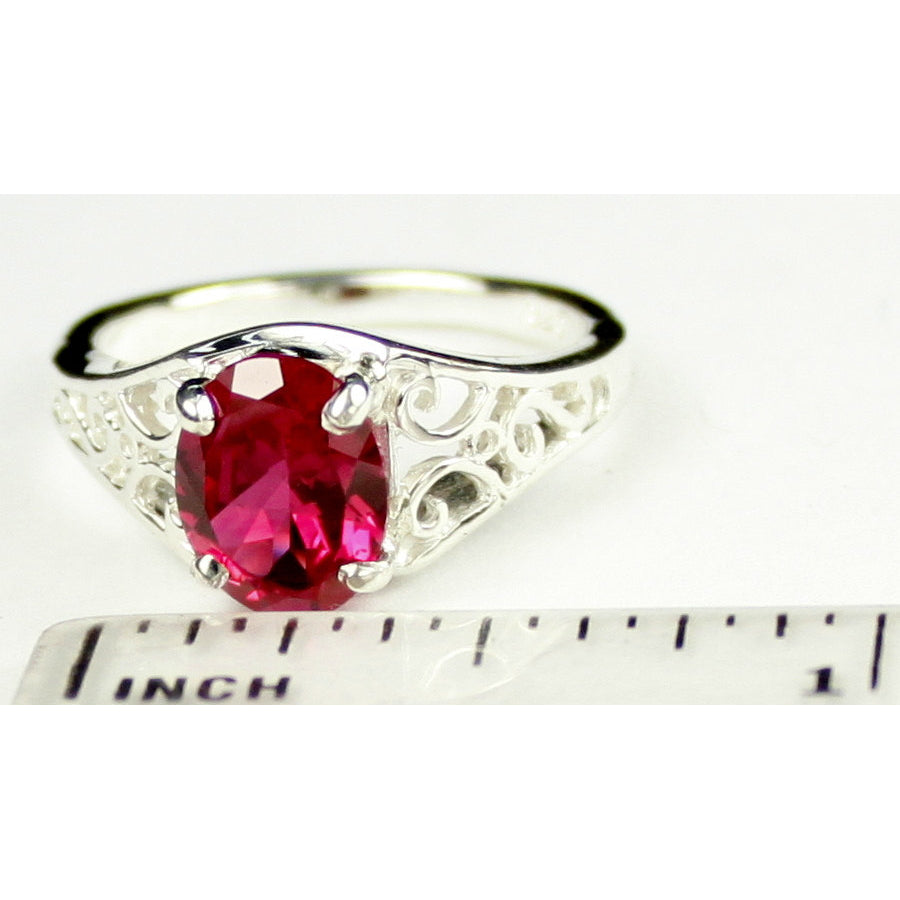 Sterling Silver Ladies Ring Created Ruby SR005 Image 4