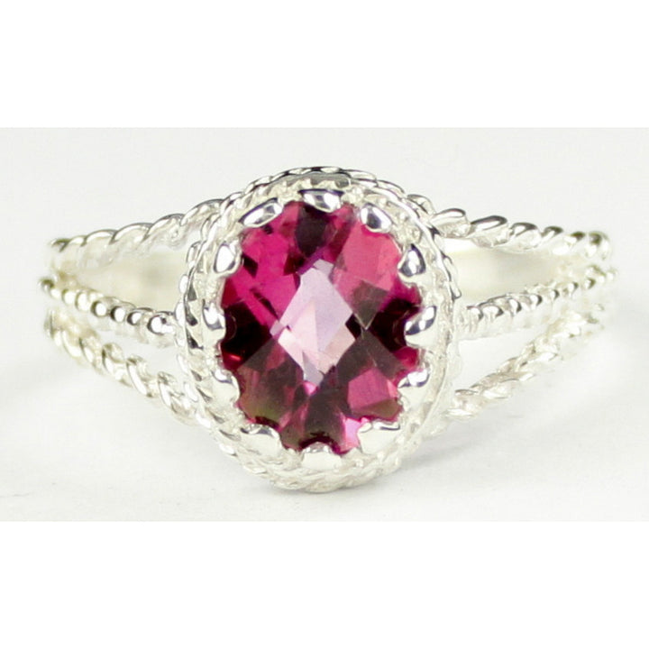 SR070 9x7mm Pure Pink Topaz 925 Sterling Silver Ring Image 1