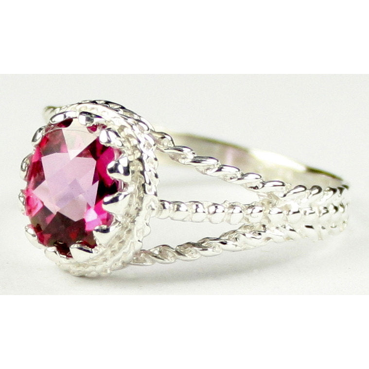 SR070 9x7mm Pure Pink Topaz 925 Sterling Silver Ring Image 2