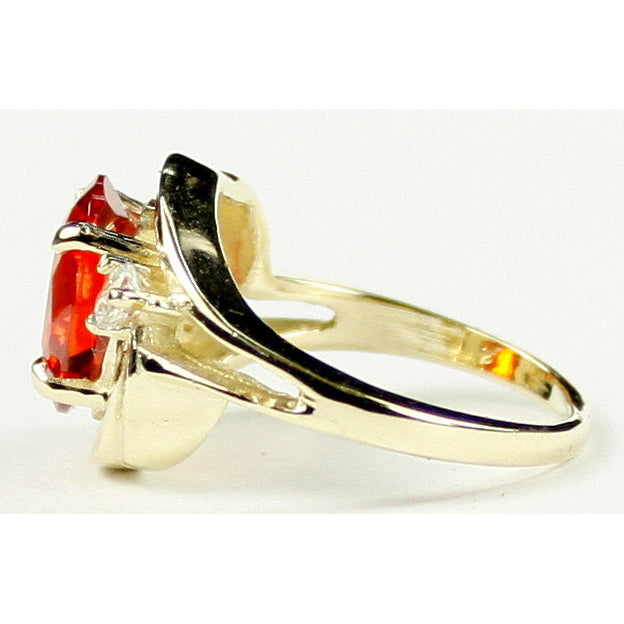 10K Gold Ladies Ring Created Padparadsha Sapphire R021 Image 3