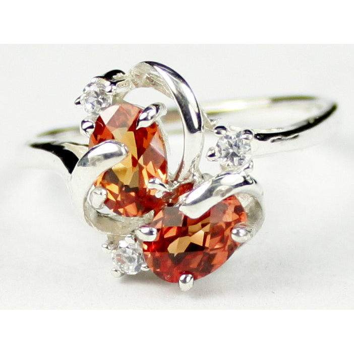 Sterling Silver Ladies Ring Created Padparadsha Sapphire SR016 Image 1