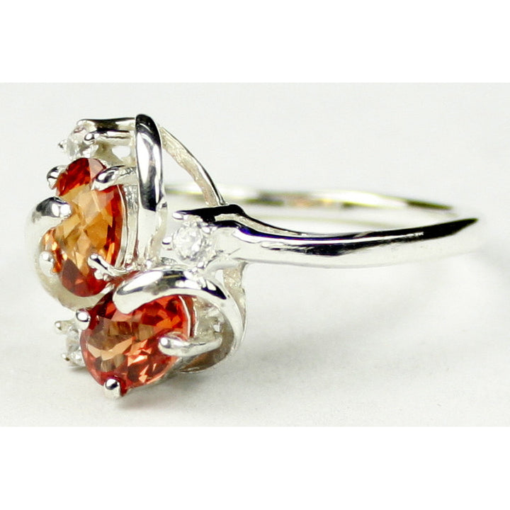 Sterling Silver Ladies Ring Created Padparadsha Sapphire SR016 Image 2