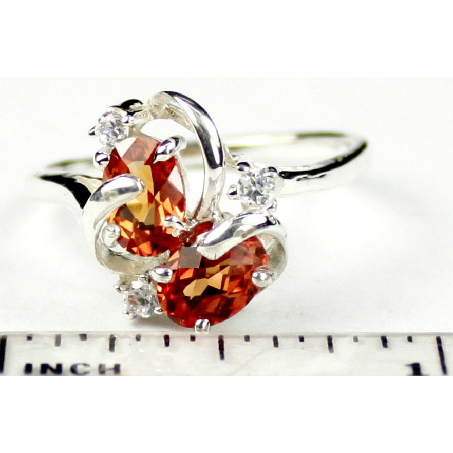 Sterling Silver Ladies Ring Created Padparadsha Sapphire SR016 Image 4