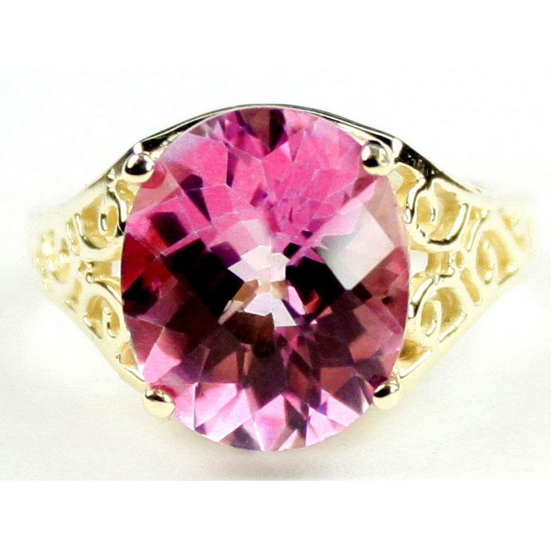 R057 Pure Pink Topaz 10KY Gold Ring Image 1