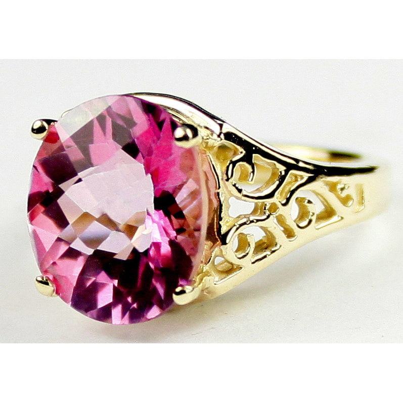 R057 Pure Pink Topaz 10KY Gold Ring Image 2