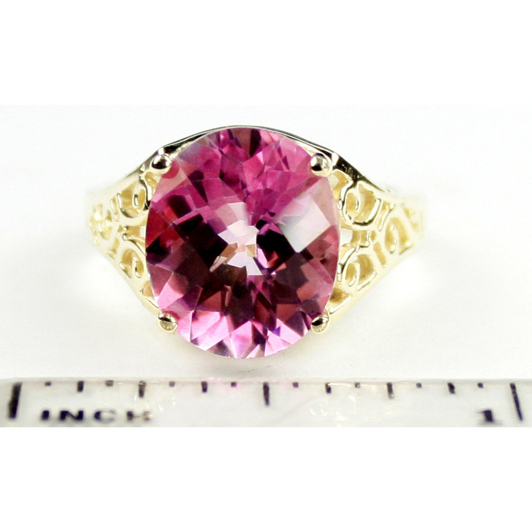 R057 Pure Pink Topaz 10KY Gold Ring Image 4