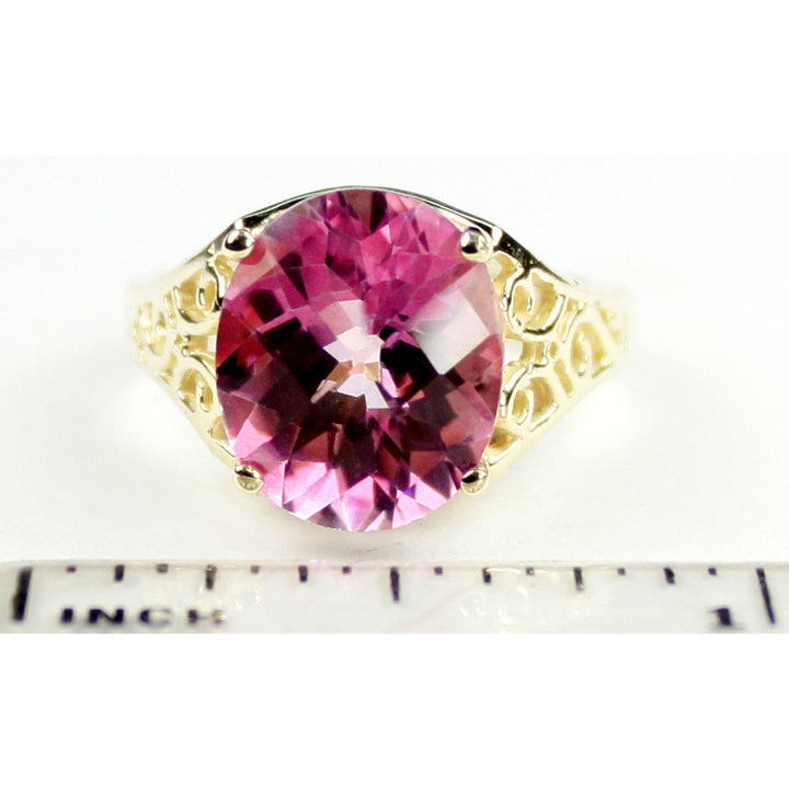 R057 Pure Pink Topaz 10KY Gold Ring Image 4