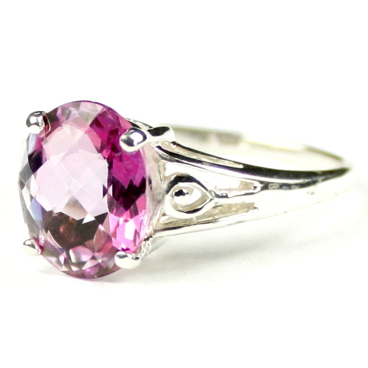 SR139 4.5 cts Pure Pink Topaz Sterling Silver Ring Image 2