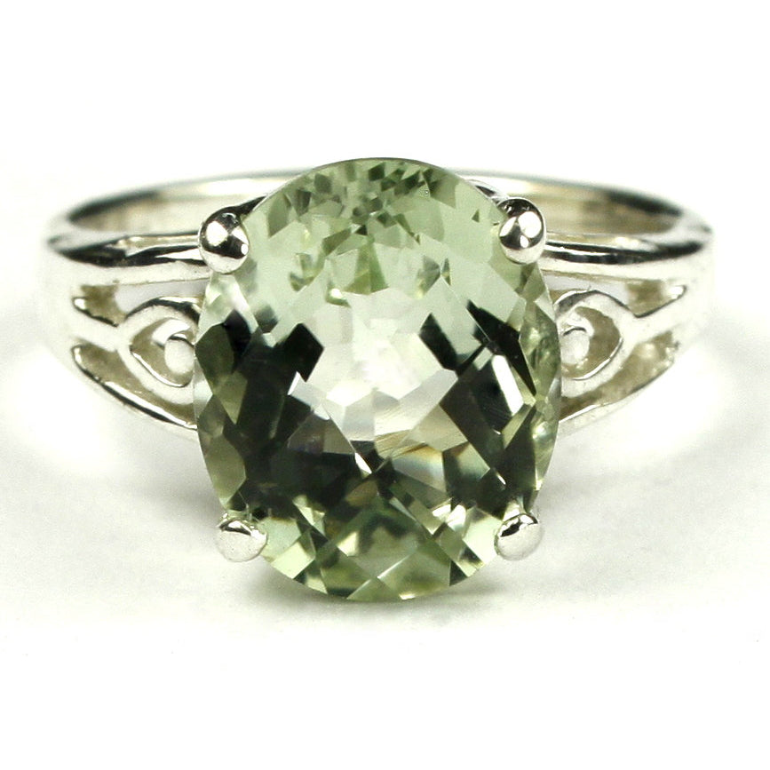 SR139 4.5 cts Green Amethyst 925 Sterling Silver Ring Image 1