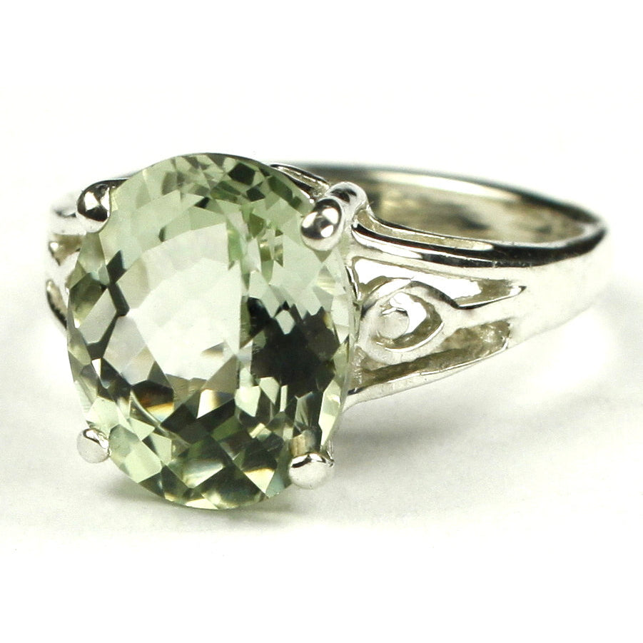 SR139 4.5 cts Green Amethyst 925 Sterling Silver Ring Image 2