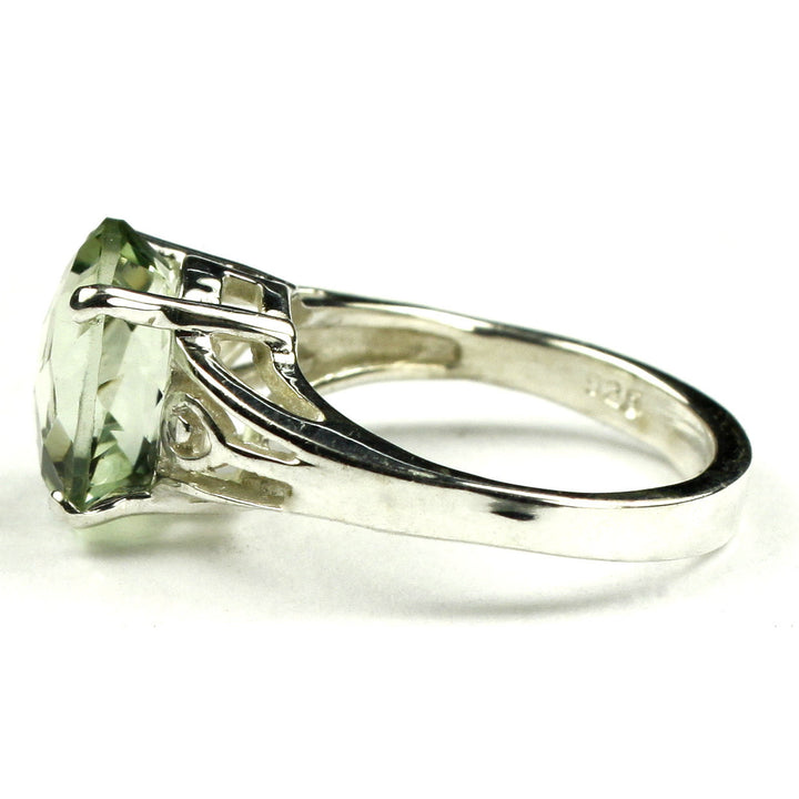 SR139 4.5 cts Green Amethyst 925 Sterling Silver Ring Image 3