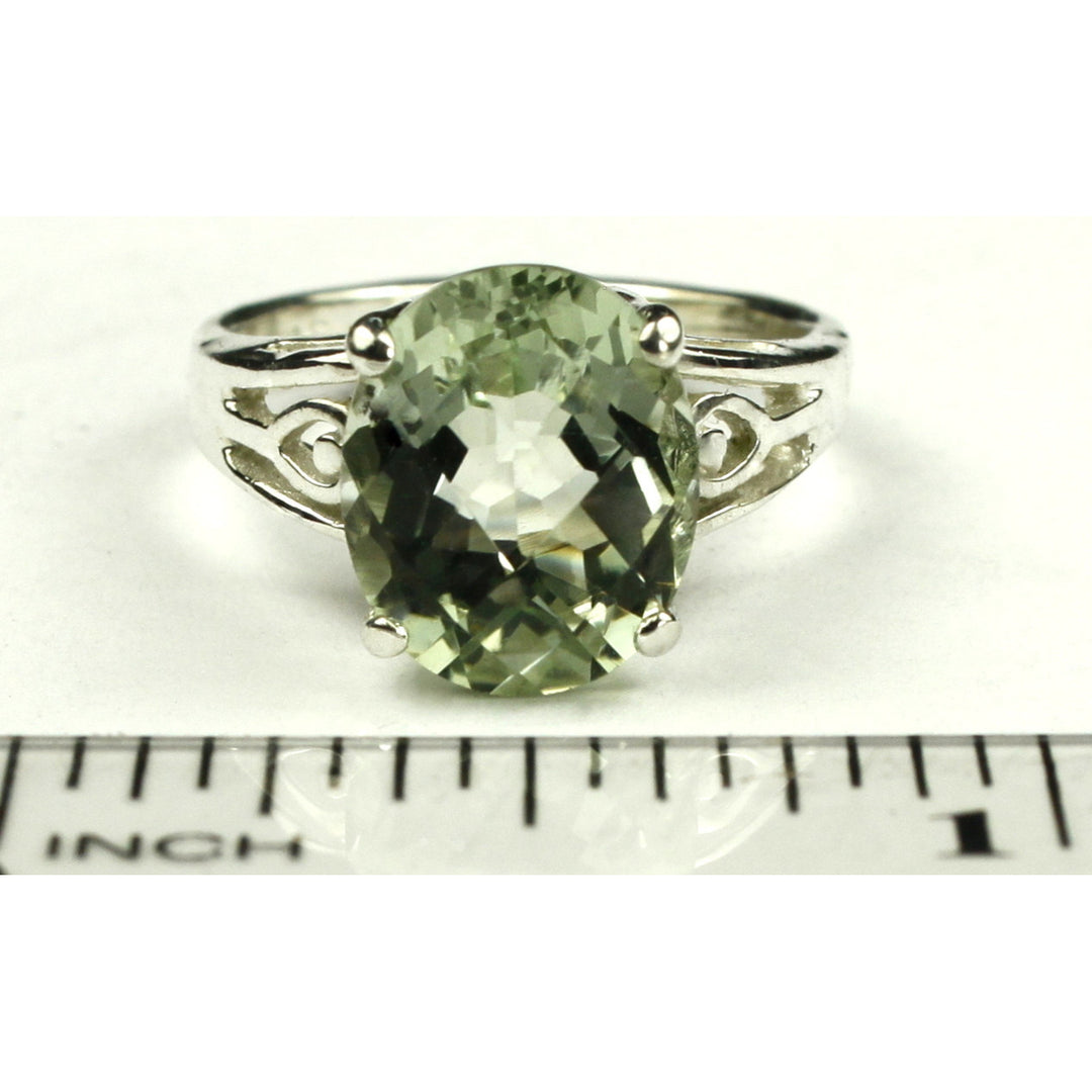 SR139 4.5 cts Green Amethyst 925 Sterling Silver Ring Image 4